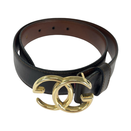 14796
GUCCI グッチ インターロッキング 65cm/26インチ ブラック 黒 ゴールド金具 レザー ベルト  レディース