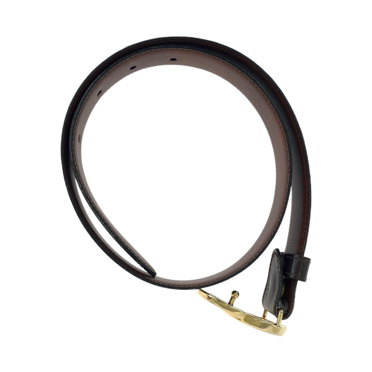 14796
GUCCI グッチ インターロッキング 65cm/26インチ ブラック 黒 ゴールド金具 レザー ベルト  レディース