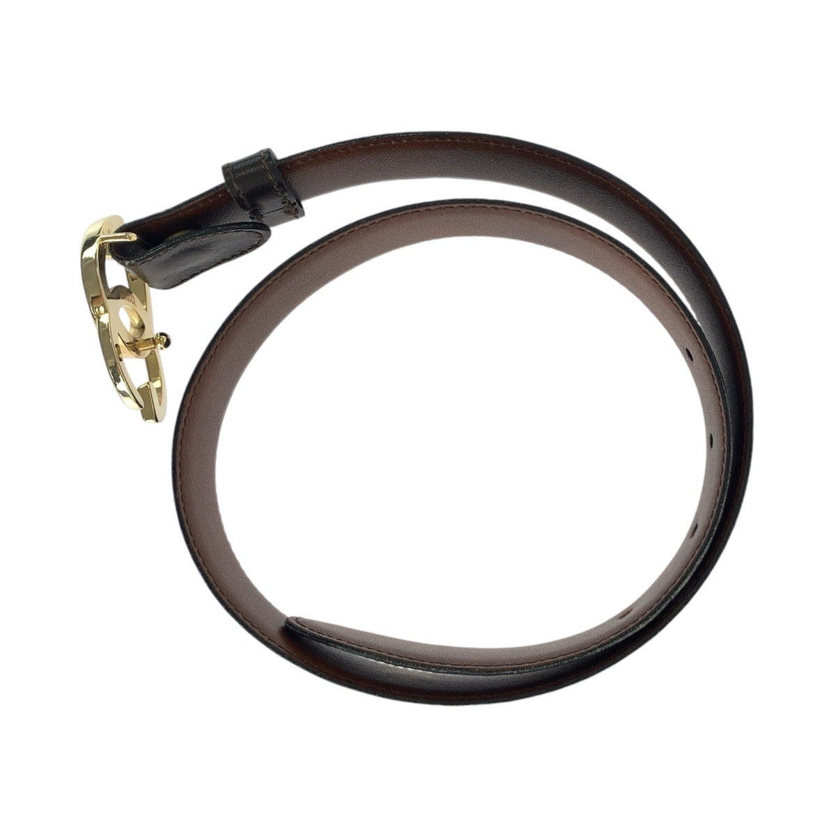 14796
GUCCI グッチ インターロッキング 65cm/26インチ ブラック 黒 ゴールド金具 レザー ベルト  レディース