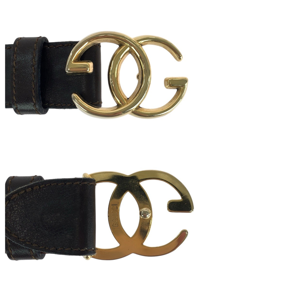 14796
GUCCI グッチ インターロッキング 65cm/26インチ ブラック 黒 ゴールド金具 レザー ベルト  レディース