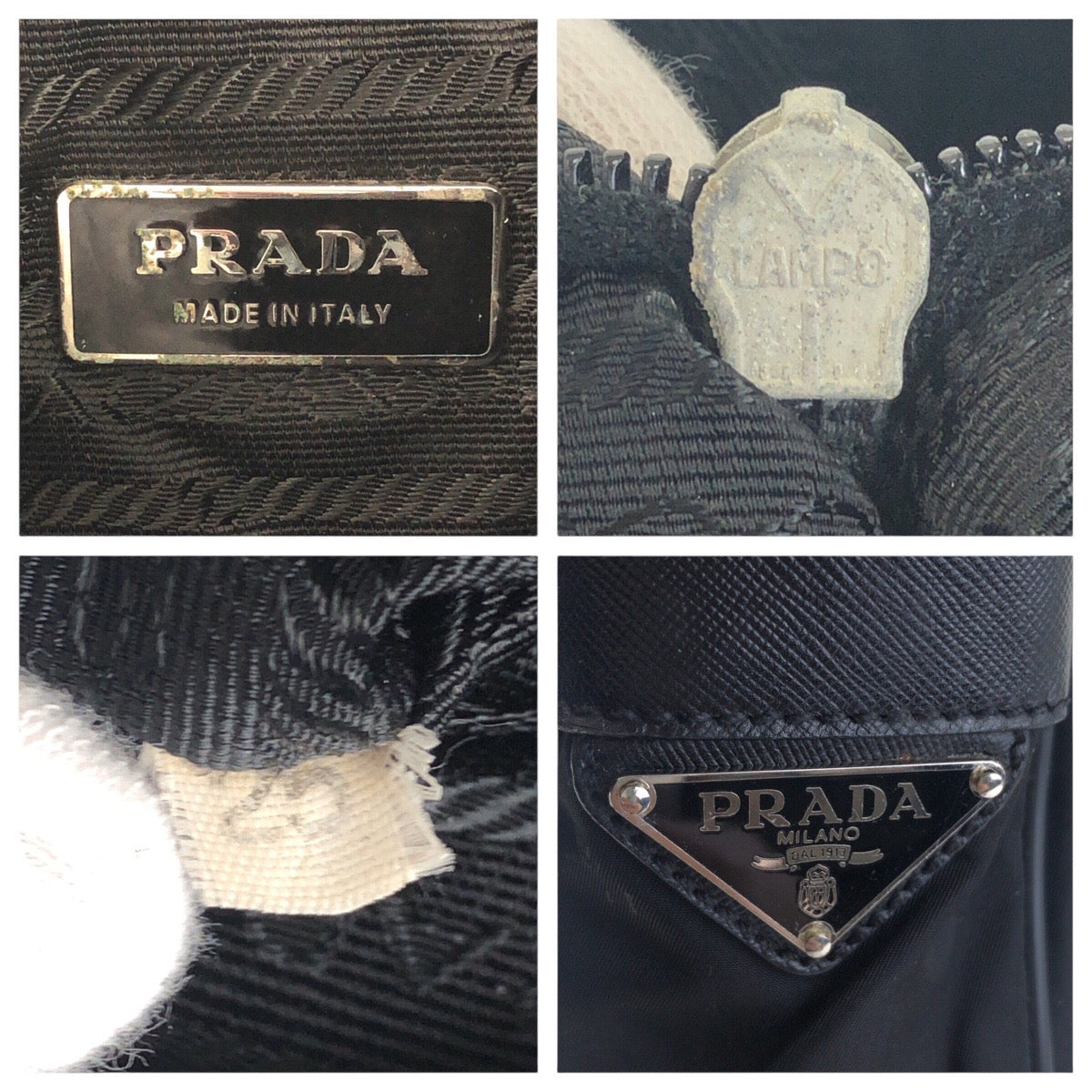 14815
PRADA プラダ テスート 三角ロゴプレート ブラック 黒 シルバー金具 ナイロン 斜め掛け ショルダーバッグ  レディース