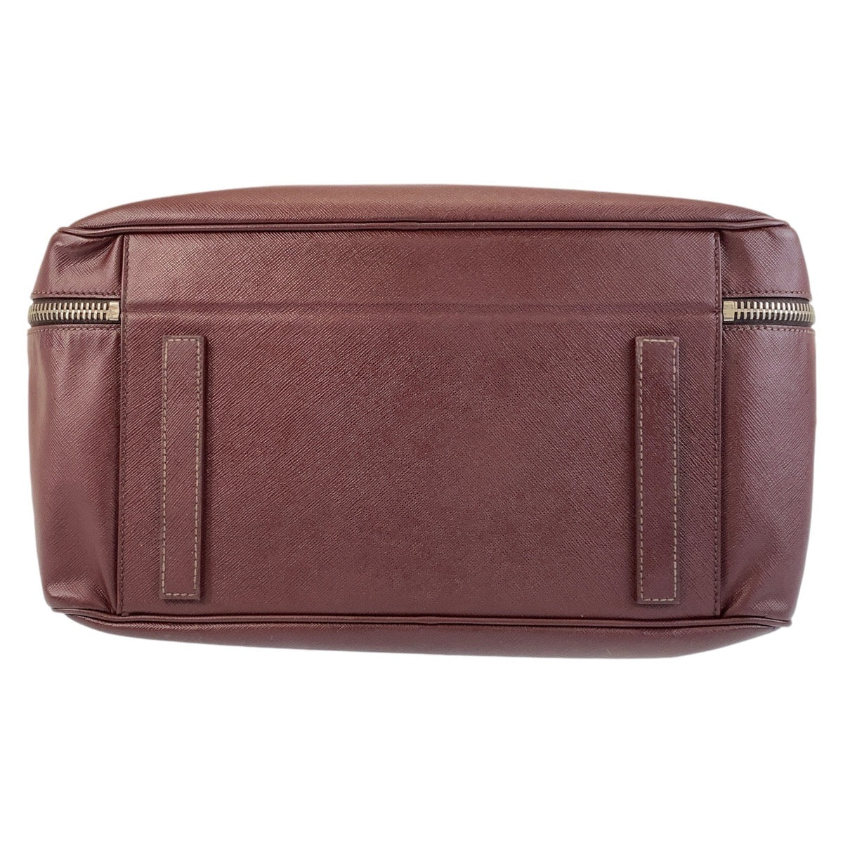 14816
 PRADA Prada Saffiano Triangle Logo Plate Wine Red Silver Hardware Leather Boston Bag Business Bag Men's