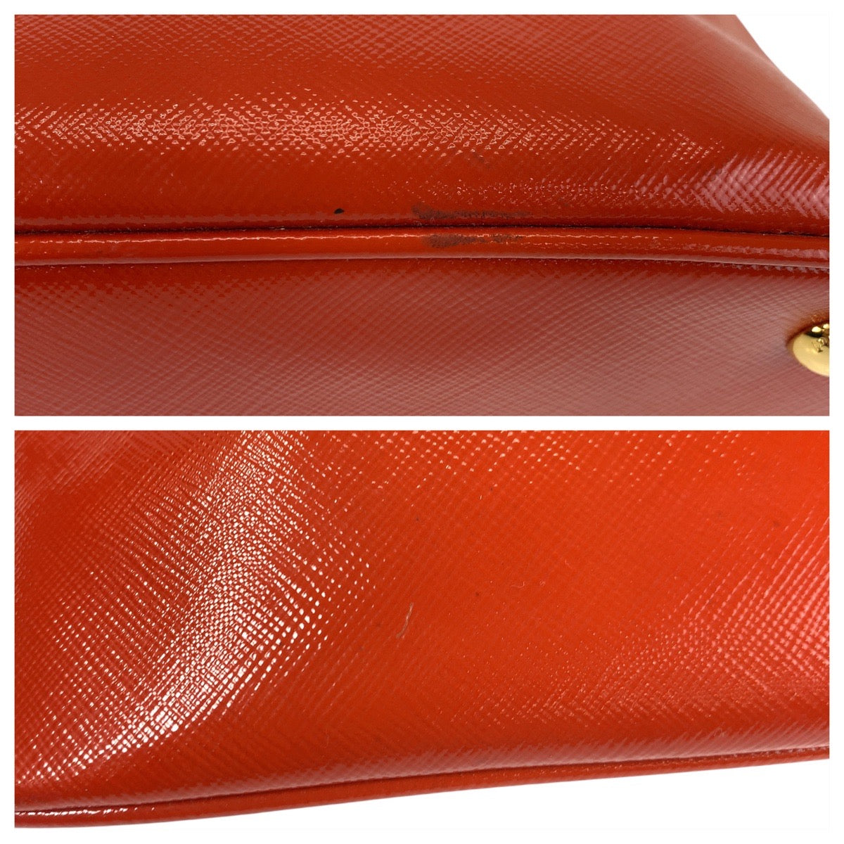 14818
PRADA プラダ サフィアーノ 三角ロゴプレート オレンジ ゴールド金具 レザー ハンドバッグ ショルダーバッグ 2way  レディース