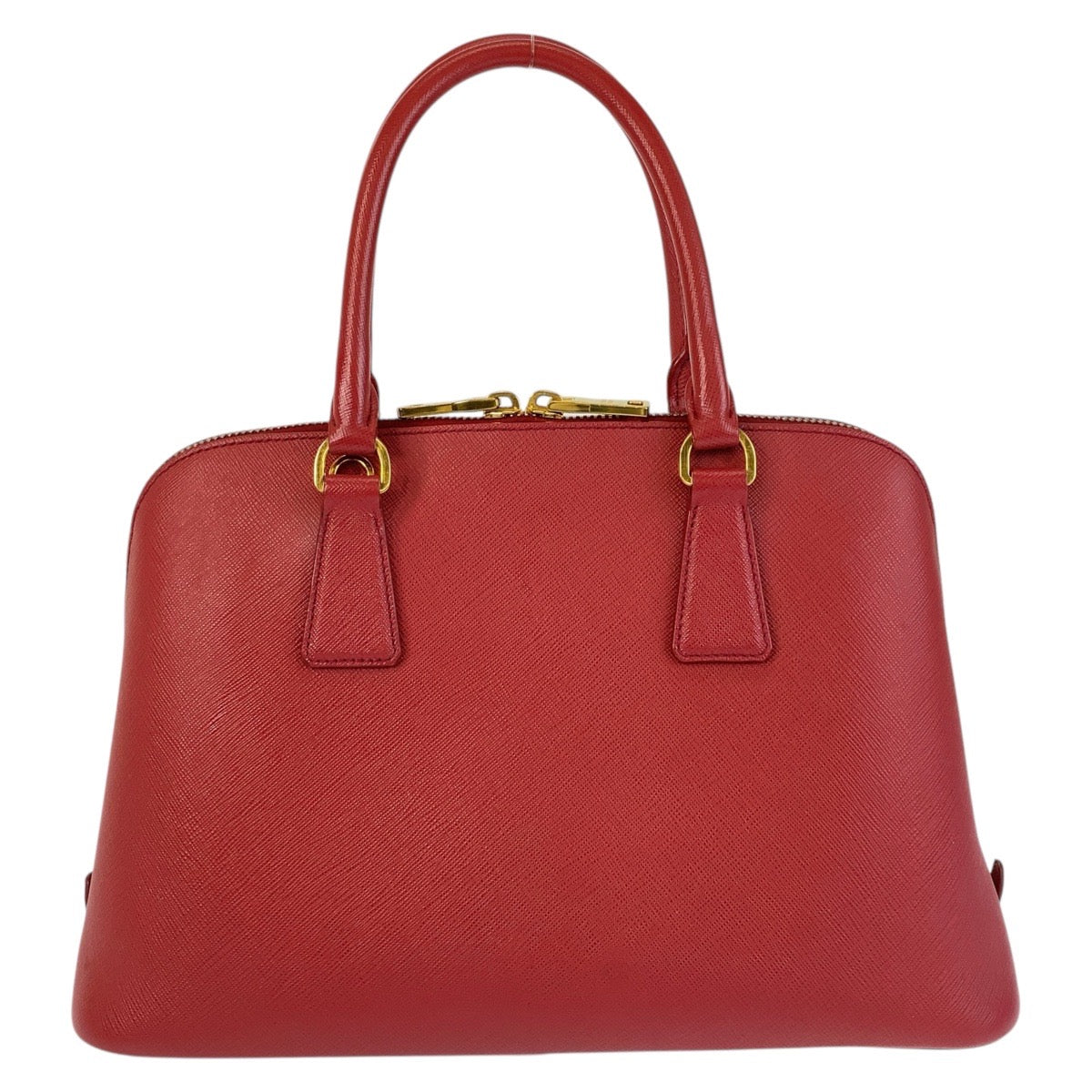 14823
PRADA プラダ サフィアーノ プロムナード 三角ロゴプレート レッド ゴールド金具 レザー ハンドバッグ  レディース ABP55