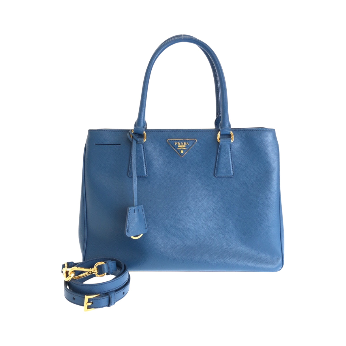 14824
 
PRADA Prada Saffiano Galleria Triangle Logo Plate Blue Gold Hardware Leather Tote Bag Shoulder Bag Handbag 2way Women's