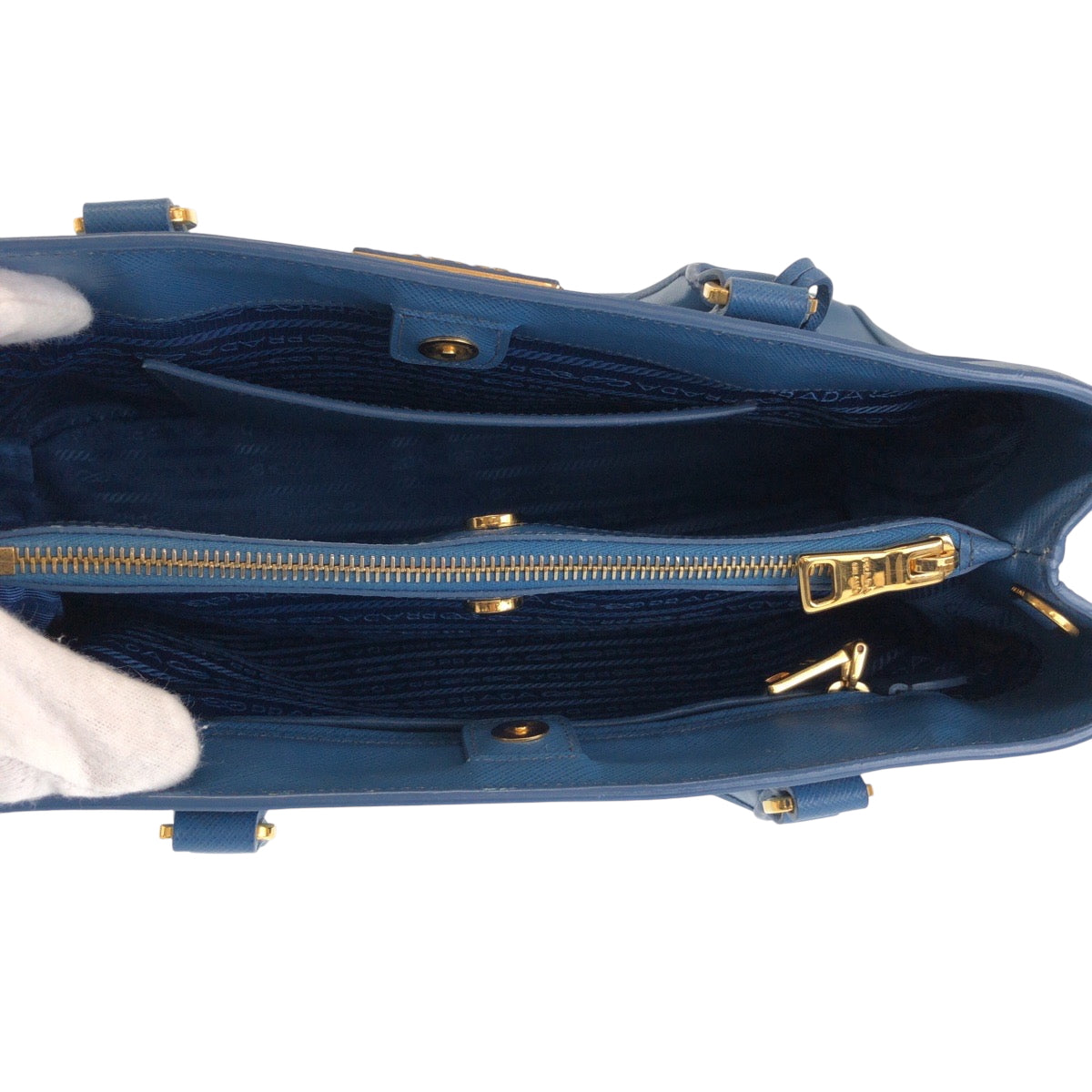 14824
 
PRADA Prada Saffiano Galleria Triangle Logo Plate Blue Gold Hardware Leather Tote Bag Shoulder Bag Handbag 2way Women's