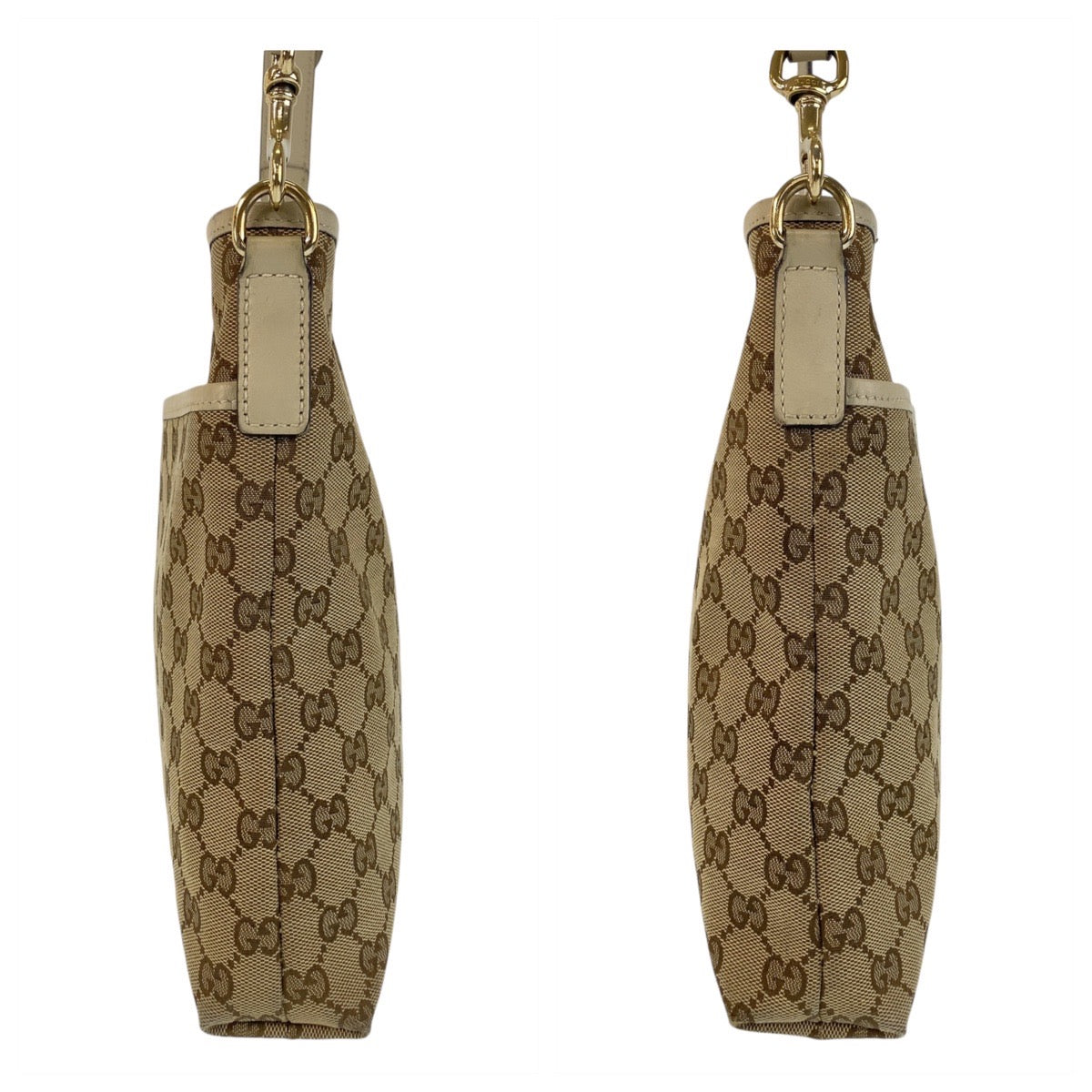 14826
GUCCI グッチ ベージュ ゴールド金具 GGキャンバス / レザー 388924 斜め掛け ショルダーバッグ メッセンジャーバッグ  レディース