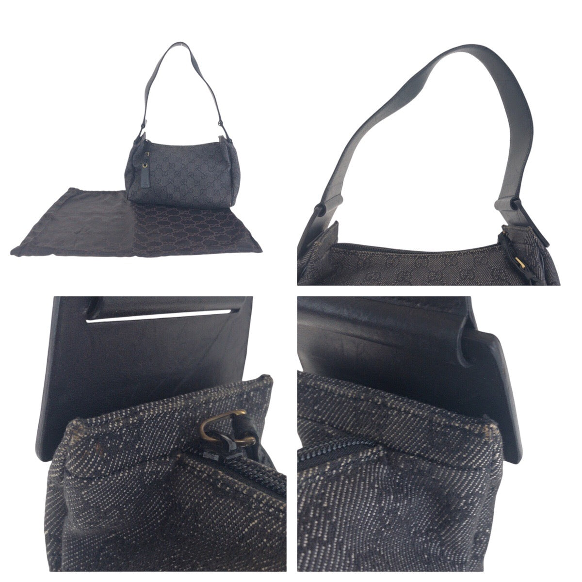 14827
GUCCI グッチ ブラック 黒 ゴールド金具 GGキャンバス / レザー 92699 ショルダーバッグ ハンドバッグ  レディース