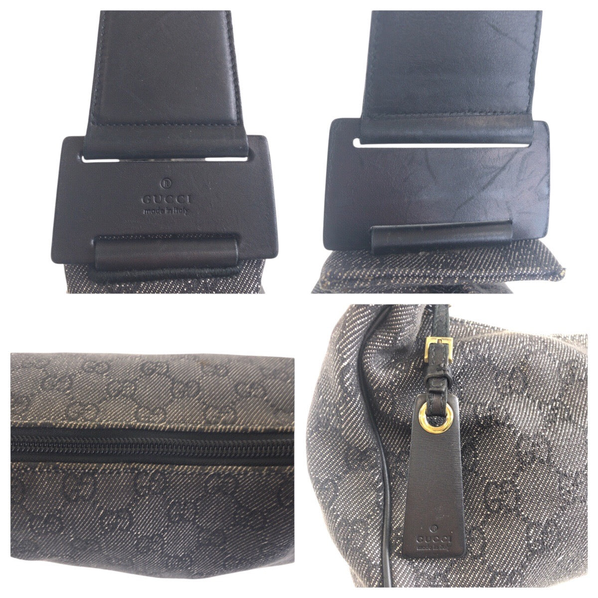 14827
GUCCI グッチ ブラック 黒 ゴールド金具 GGキャンバス / レザー 92699 ショルダーバッグ ハンドバッグ  レディース