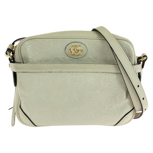 14828
GUCCI グッチ GG スター ホワイト クリーム ゴールド金具 レザー 675776 ショルダーバッグ カメラバッグ レディース ABP63