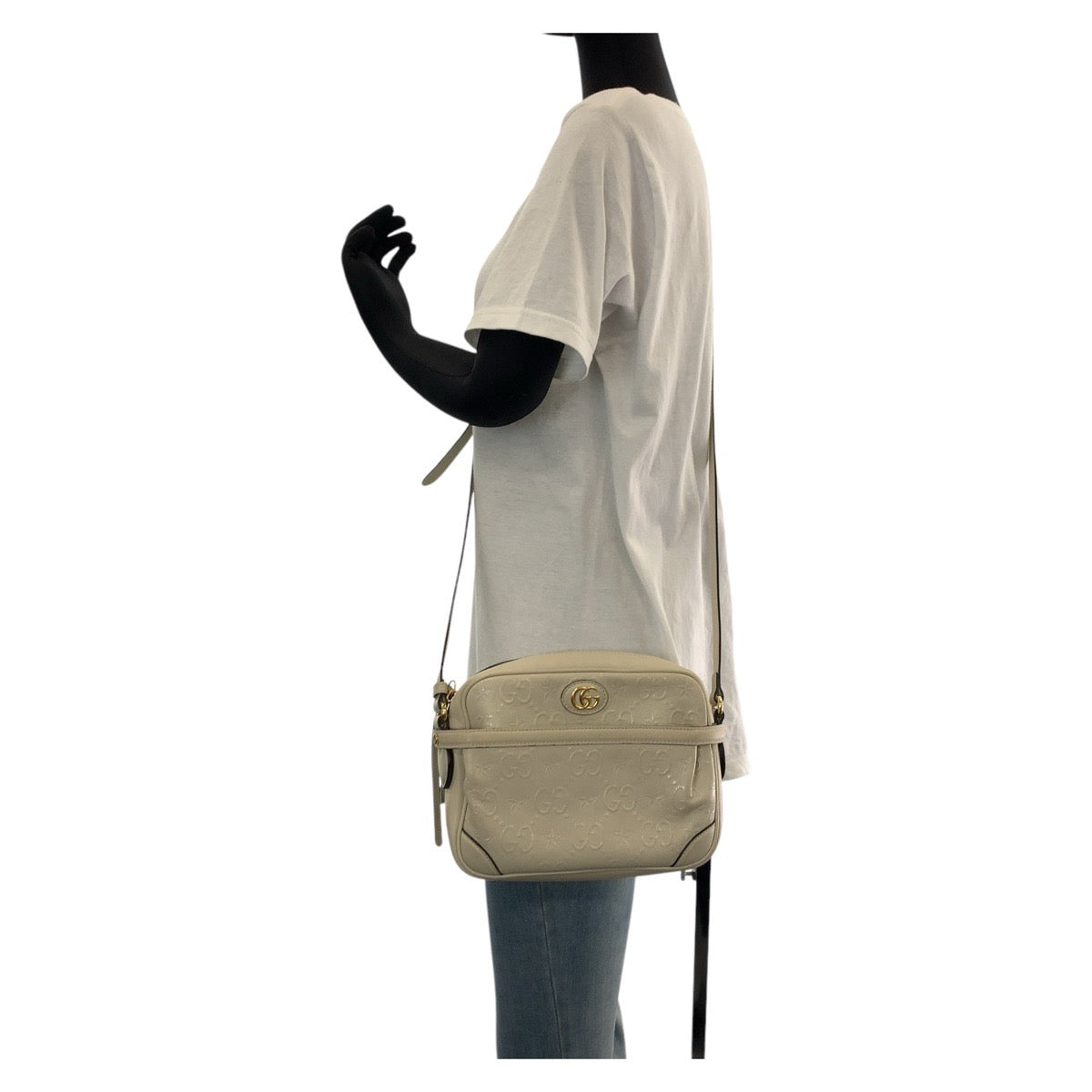 14828
 
GUCCI GG Star White Cream Gold Hardware Leather 675776 Shoulder Bag Camera Bag Women's