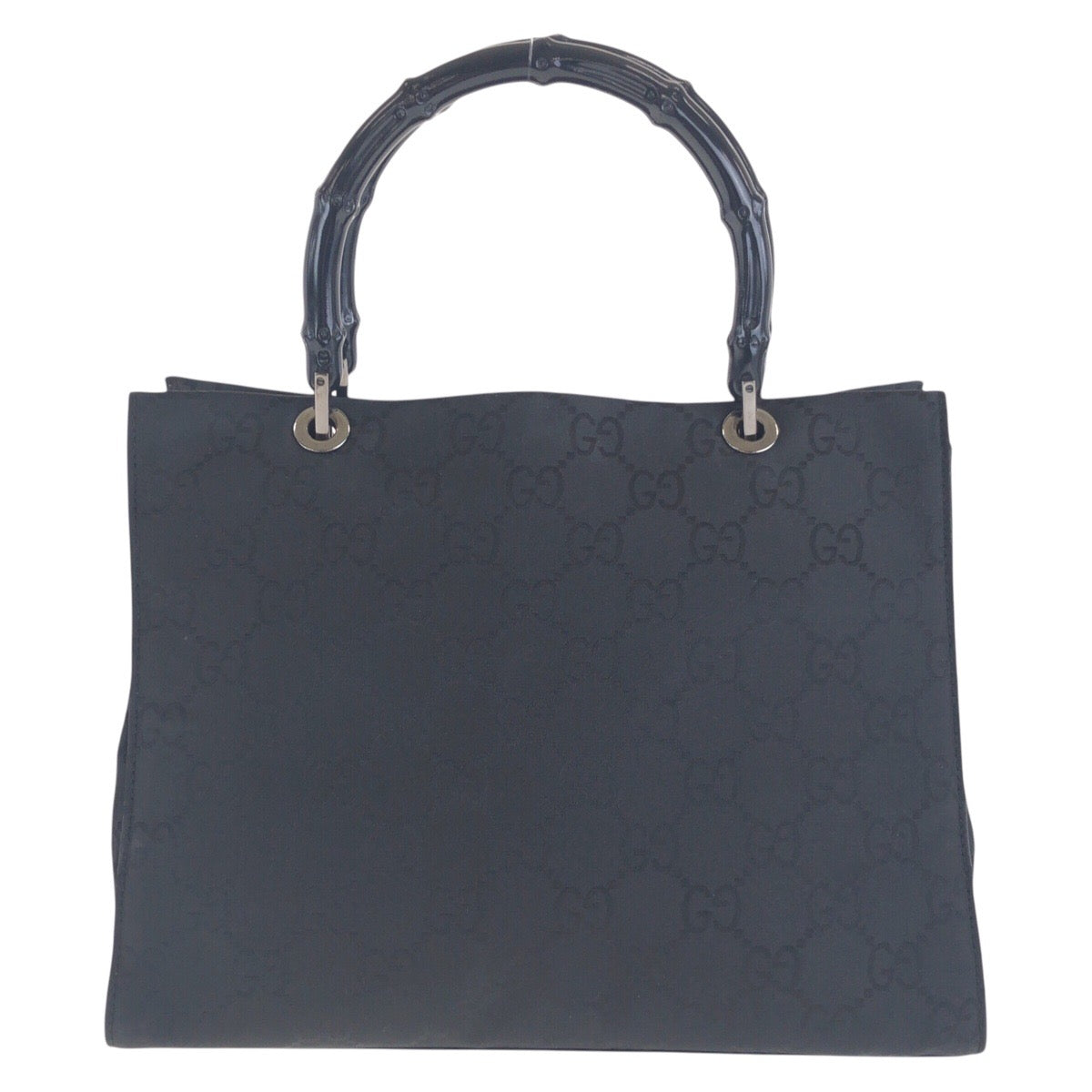 14830
GUCCI グッチ バンブー ブラック 黒 シルバー金具 GGキャンバス 002 1016 トートバッグ ショルダーバッグ  レディース A23