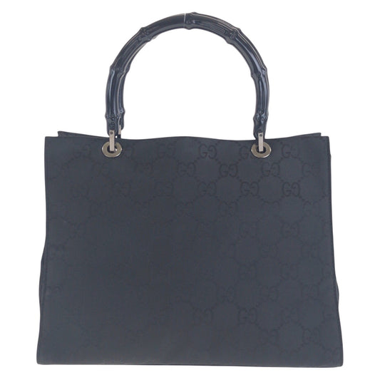 14830
GUCCI グッチ バンブー ブラック 黒 シルバー金具 GGキャンバス 002 1016 トートバッグ ショルダーバッグ  レディース A23