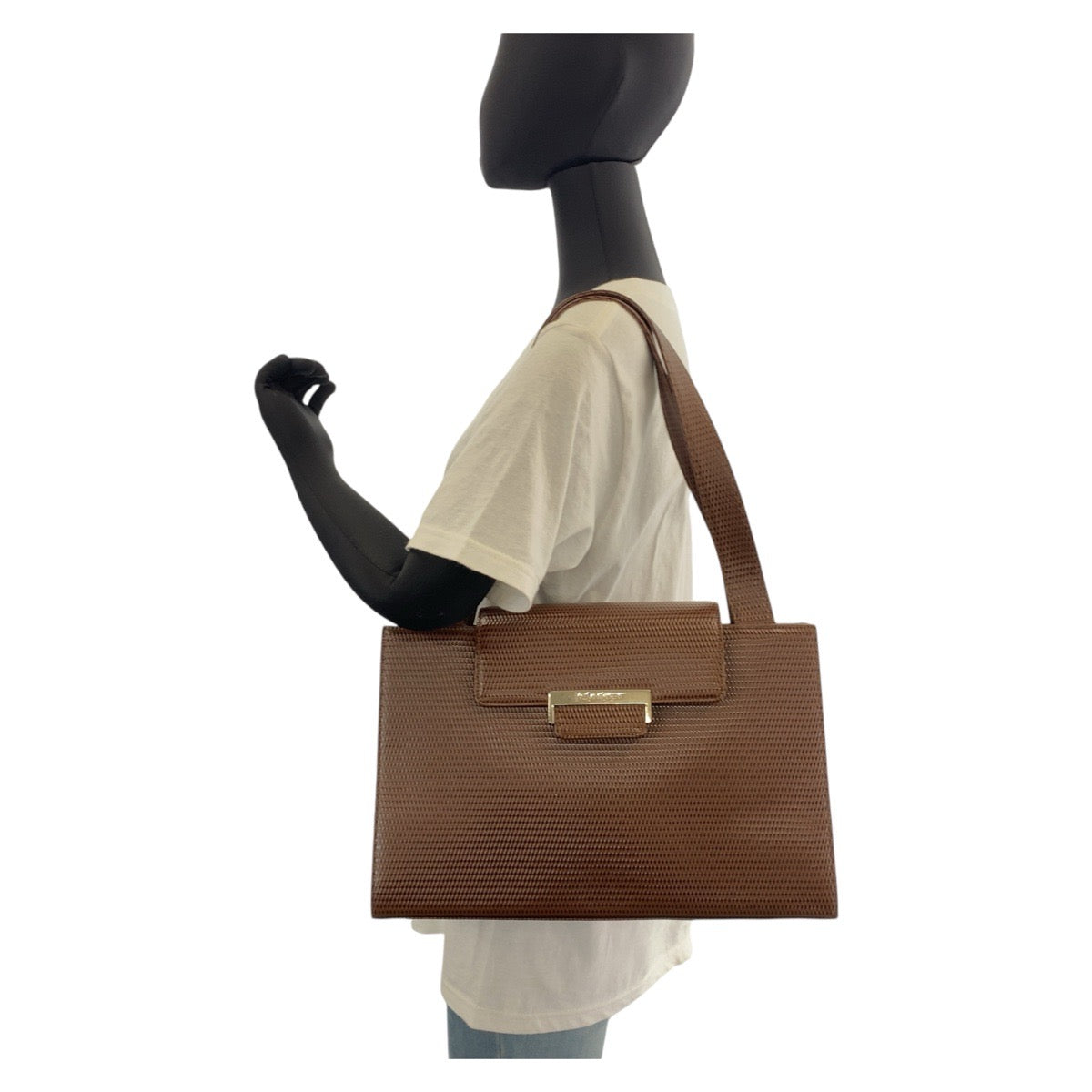 14832
YVES SAINT LAURENT イヴ サンローラン ヴィンテージ YSL ブラウン ゴールド金具 レザー トートバッグ ショルダーバッグ  レディース