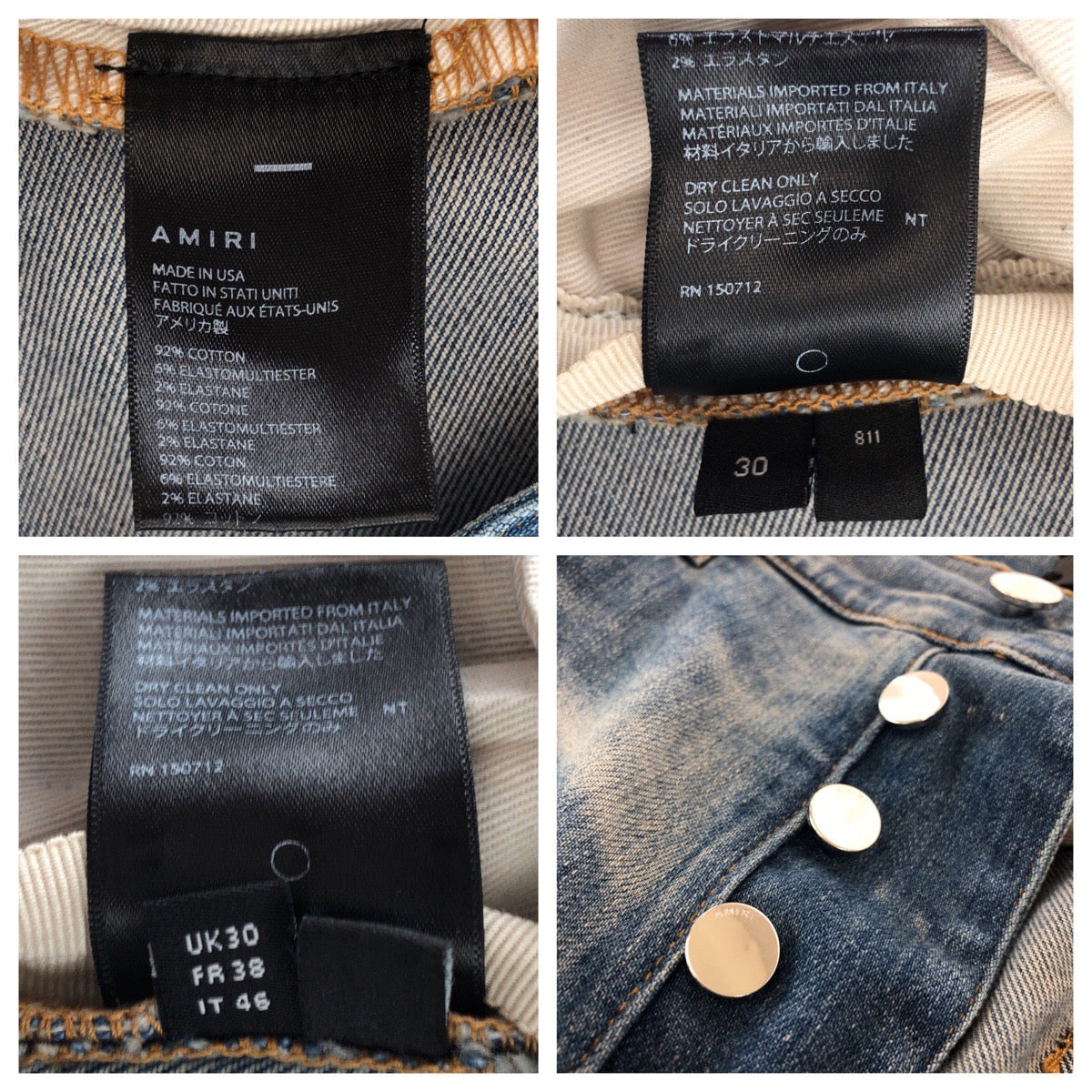 14841
AMIRI アミリ ダメージ加工 サイズ30 ライトブルー シルバー金具 デニム デニムパンツ ジーンズ  メンズ