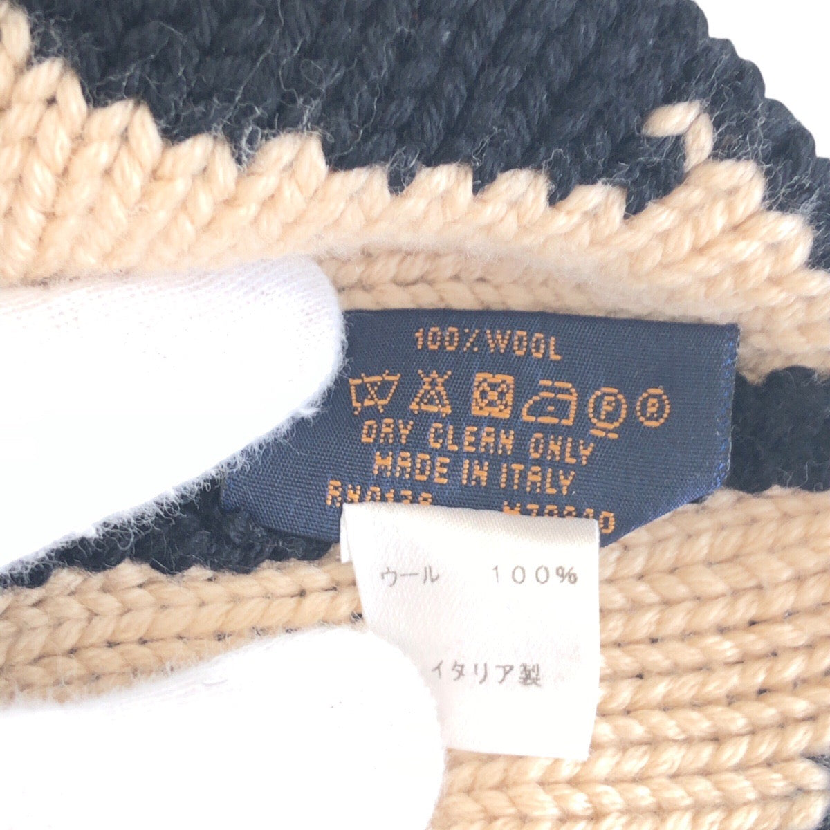 14839
LOUIS VUITTON ルイヴィトン ボネ モーニングラム ブラック 黒 ベージュ ウール M70840 ニット帽 男女兼用  レディース A42