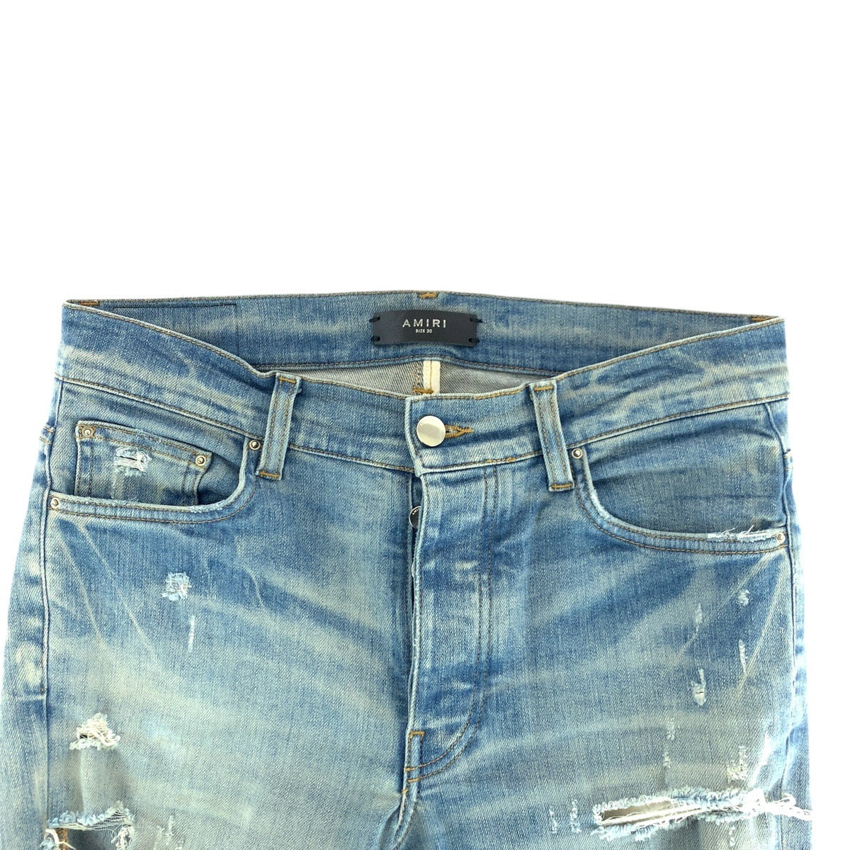 14841
AMIRI アミリ ダメージ加工 サイズ30 ライトブルー シルバー金具 デニム デニムパンツ ジーンズ  メンズ