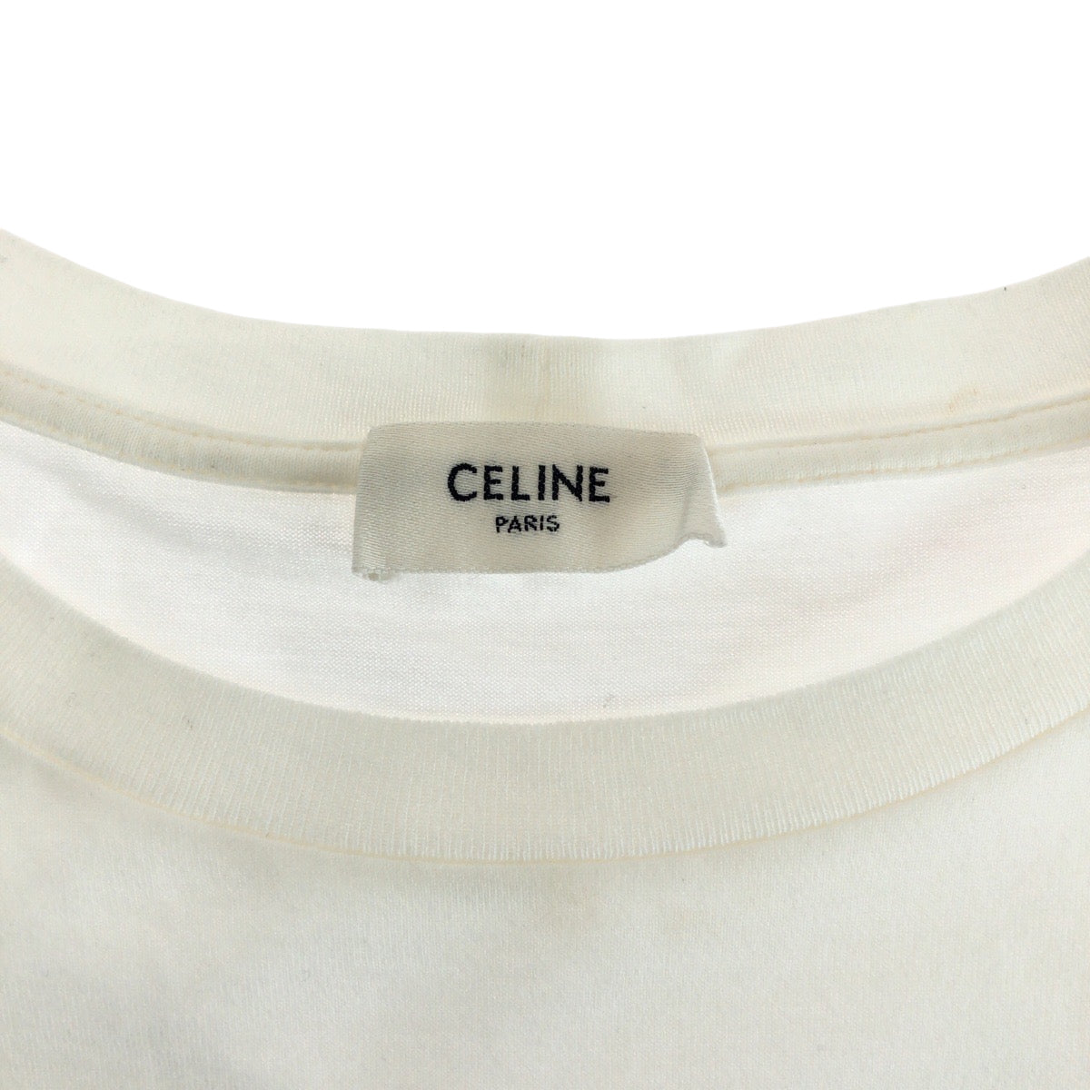 14844
CELINE セリーヌ ロゴ ラインストーン サイズL ホワイト ブラック コットン 2X47F671Q 半袖Tシャツ カットソー  メンズ A41
