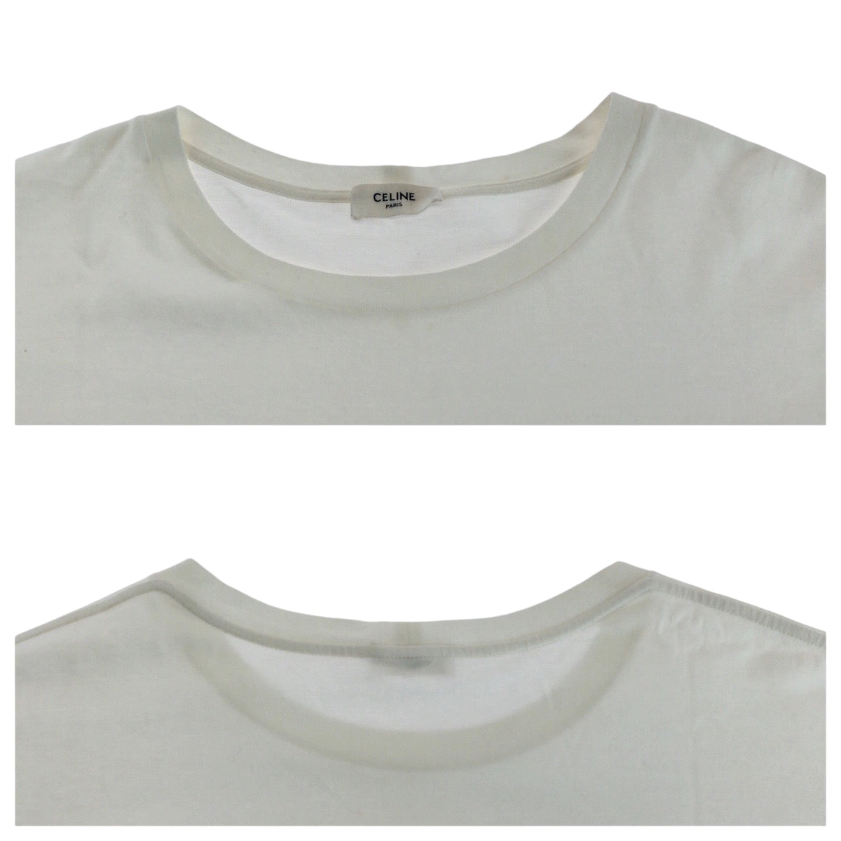 14844
CELINE セリーヌ ロゴ ラインストーン サイズL ホワイト ブラック コットン 2X47F671Q 半袖Tシャツ カットソー  メンズ A41