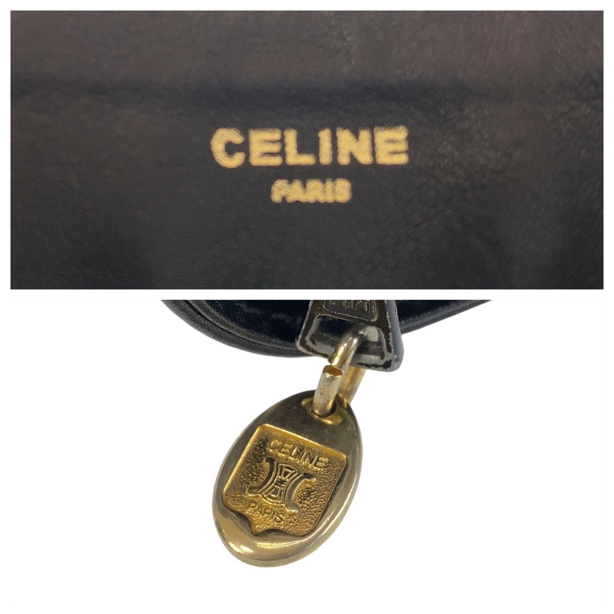 14846
CELINE セリーヌ ヴィンテージ ブラック 黒 ゴールド金具 レザー 斜め掛け ショルダーバッグ ポシェット  レディース A