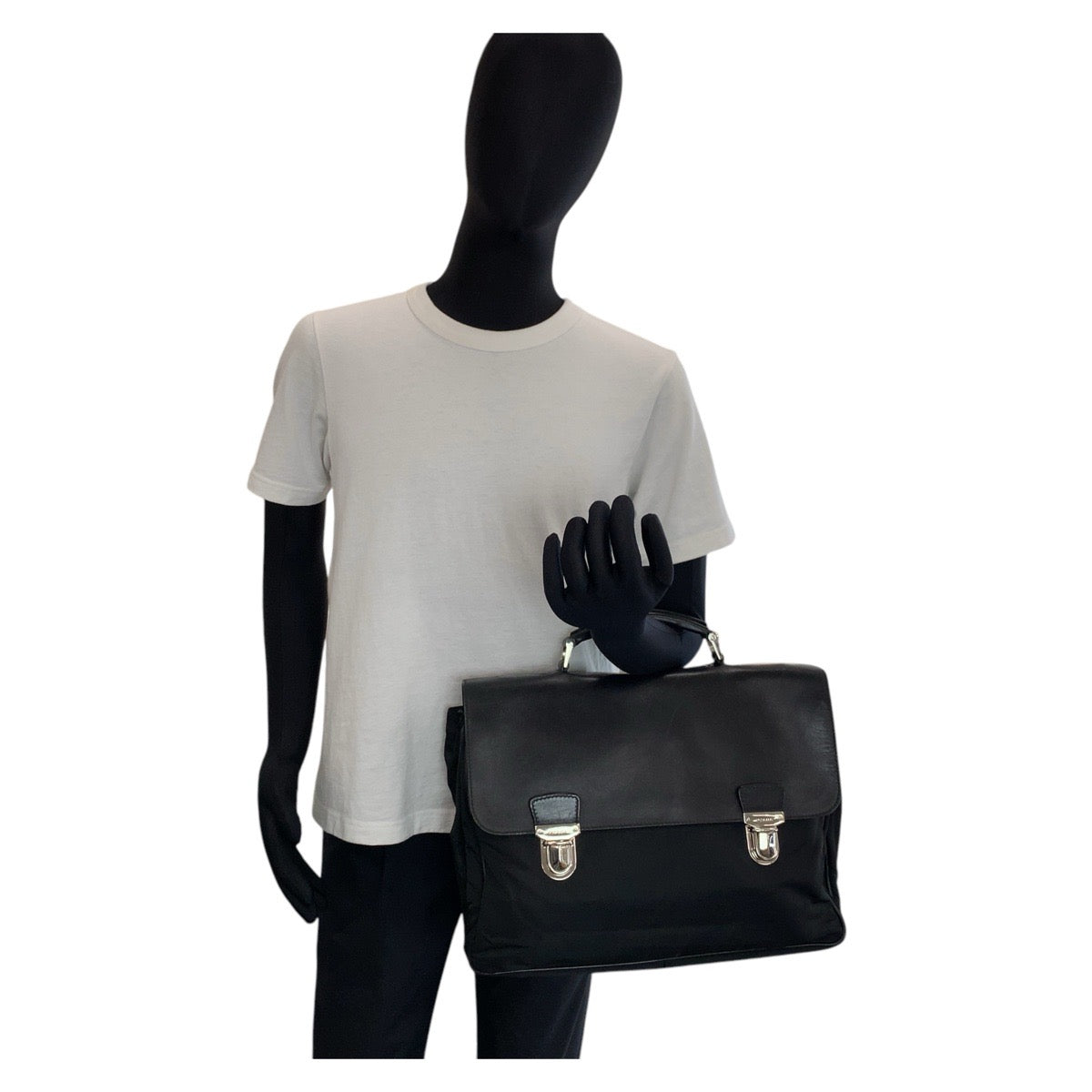 14847
PRADA プラダ テスート ブラック 黒 シルバー金具 ナイロン / レザー ビジネスバッグ ブリーフケース  メンズ ABP18