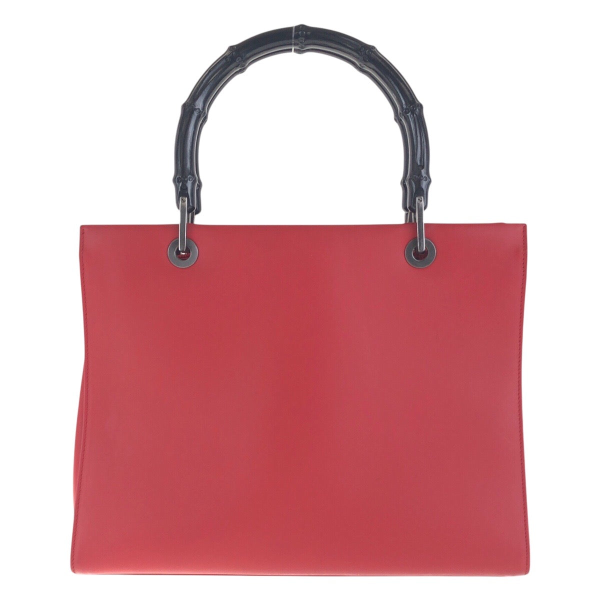 14848
 GUCCI Bamboo Red Black Leather 012 1016 Tote Bag Shoulder Bag 2WAY Women's