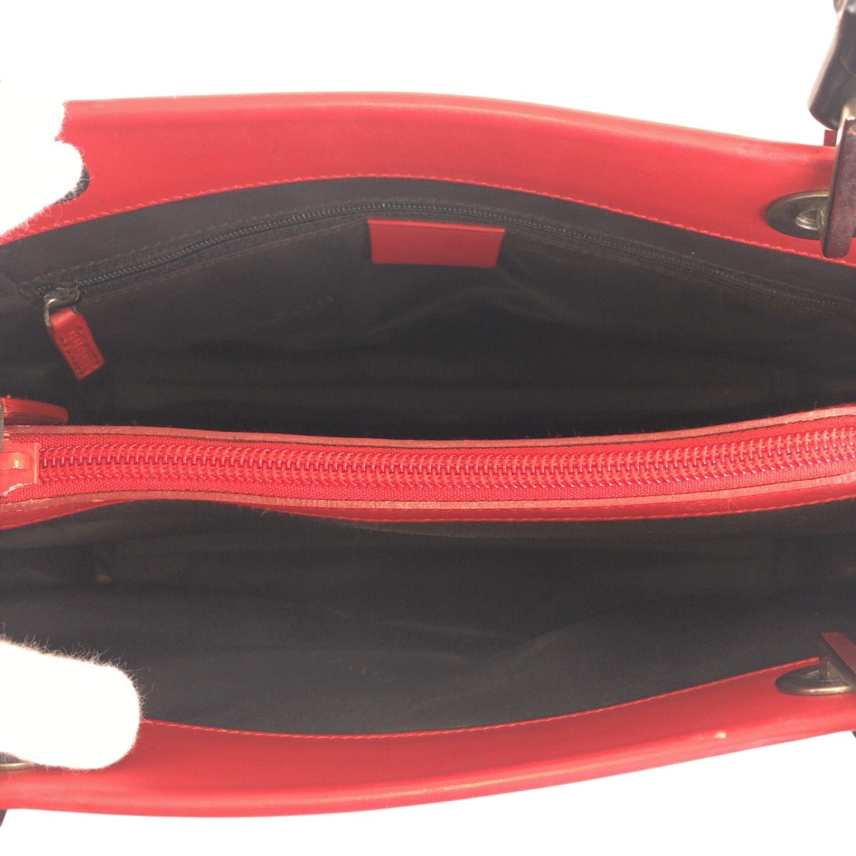 14848
 GUCCI Bamboo Red Black Leather 012 1016 Tote Bag Shoulder Bag 2WAY Women's