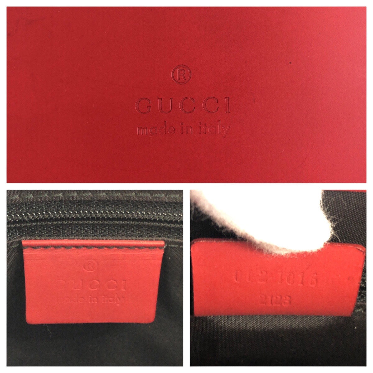 14848
 GUCCI Bamboo Red Black Leather 012 1016 Tote Bag Shoulder Bag 2WAY Women's