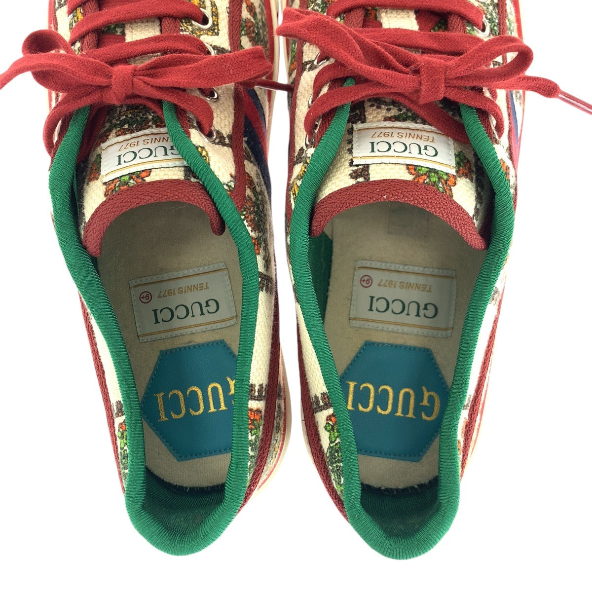 14857
GUCCI グッチ テニス シェリーライン 100周年記念 ホワイト マルチカラー シルバー金具 キャンバス スニーカー  メンズ S26
