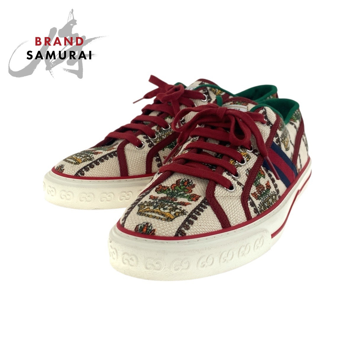 14857
GUCCI グッチ テニス シェリーライン 100周年記念 ホワイト マルチカラー シルバー金具 キャンバス スニーカー  メンズ S26