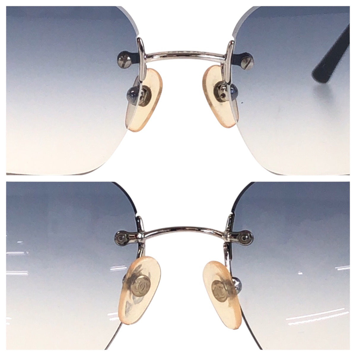 14861
CHANEL シャネル ココマーク ブルー シルバー金具 プラスチック / メタル サングラス スクエア  メンズ