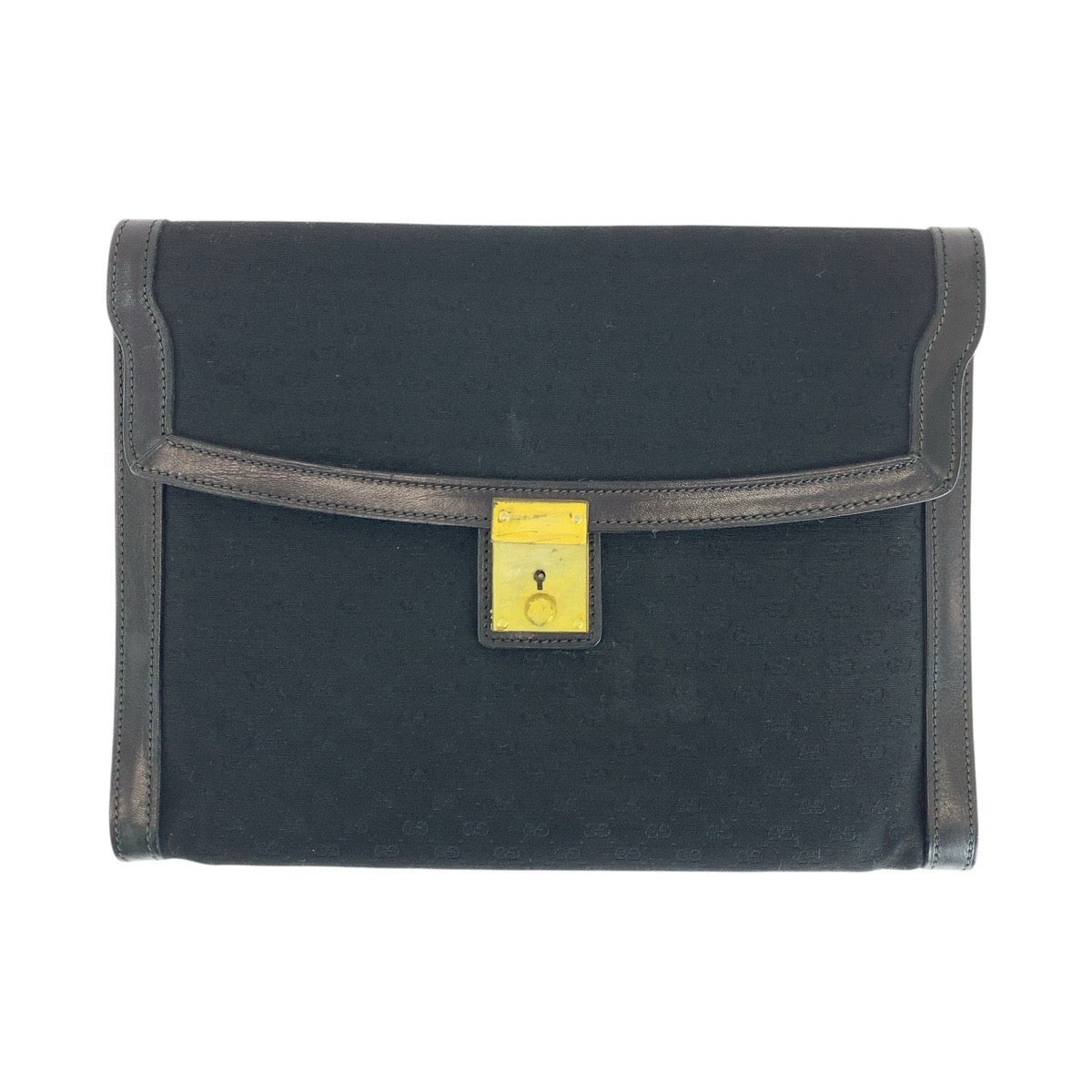 14863
GUCCI グッチ ヴィンテージ オールドグッチ マイクロGG ブラック 黒 ゴールド金具 キャンバス / レザー クラッチバッグ セカンドバッグ 男女兼用  レディース