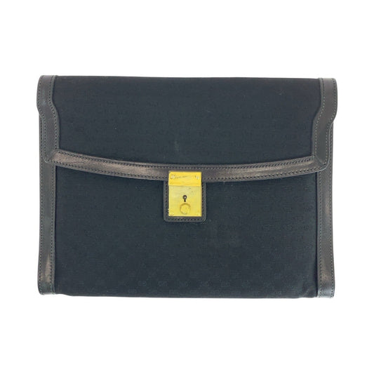 14863
GUCCI グッチ ヴィンテージ オールドグッチ マイクロGG ブラック 黒 ゴールド金具 キャンバス / レザー クラッチバッグ セカンドバッグ 男女兼用  レディース