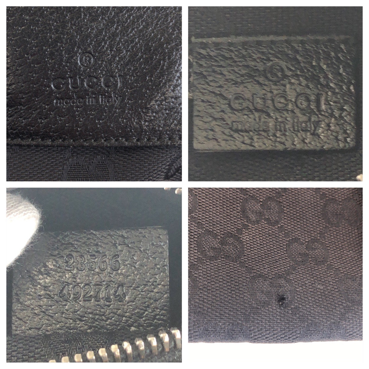 14864
GUCCI グッチ ブラック 黒 シルバー金具 GGキャンバス / レザー 28566 ボディバッグ ウエストポーチ バムバッグ  メンズ