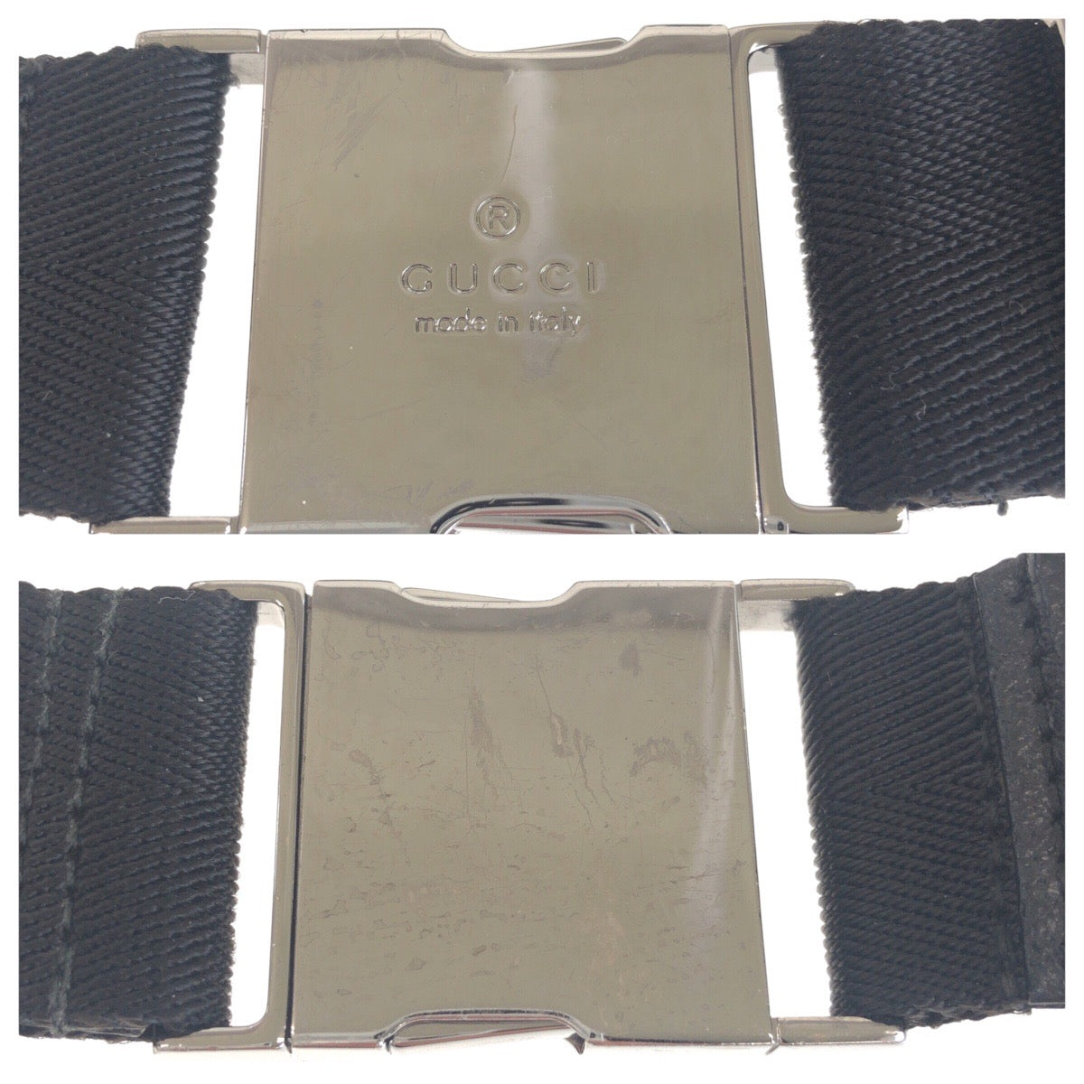 14864
GUCCI グッチ ブラック 黒 シルバー金具 GGキャンバス / レザー 28566 ボディバッグ ウエストポーチ バムバッグ  メンズ