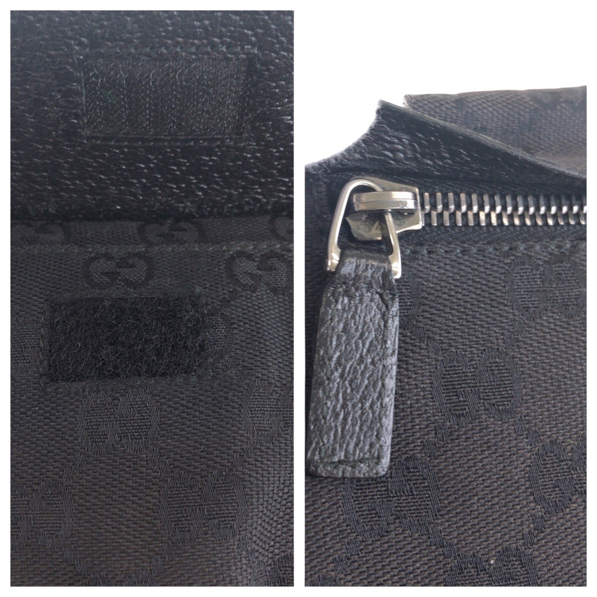 14864
GUCCI グッチ ブラック 黒 シルバー金具 GGキャンバス / レザー 28566 ボディバッグ ウエストポーチ バムバッグ  メンズ