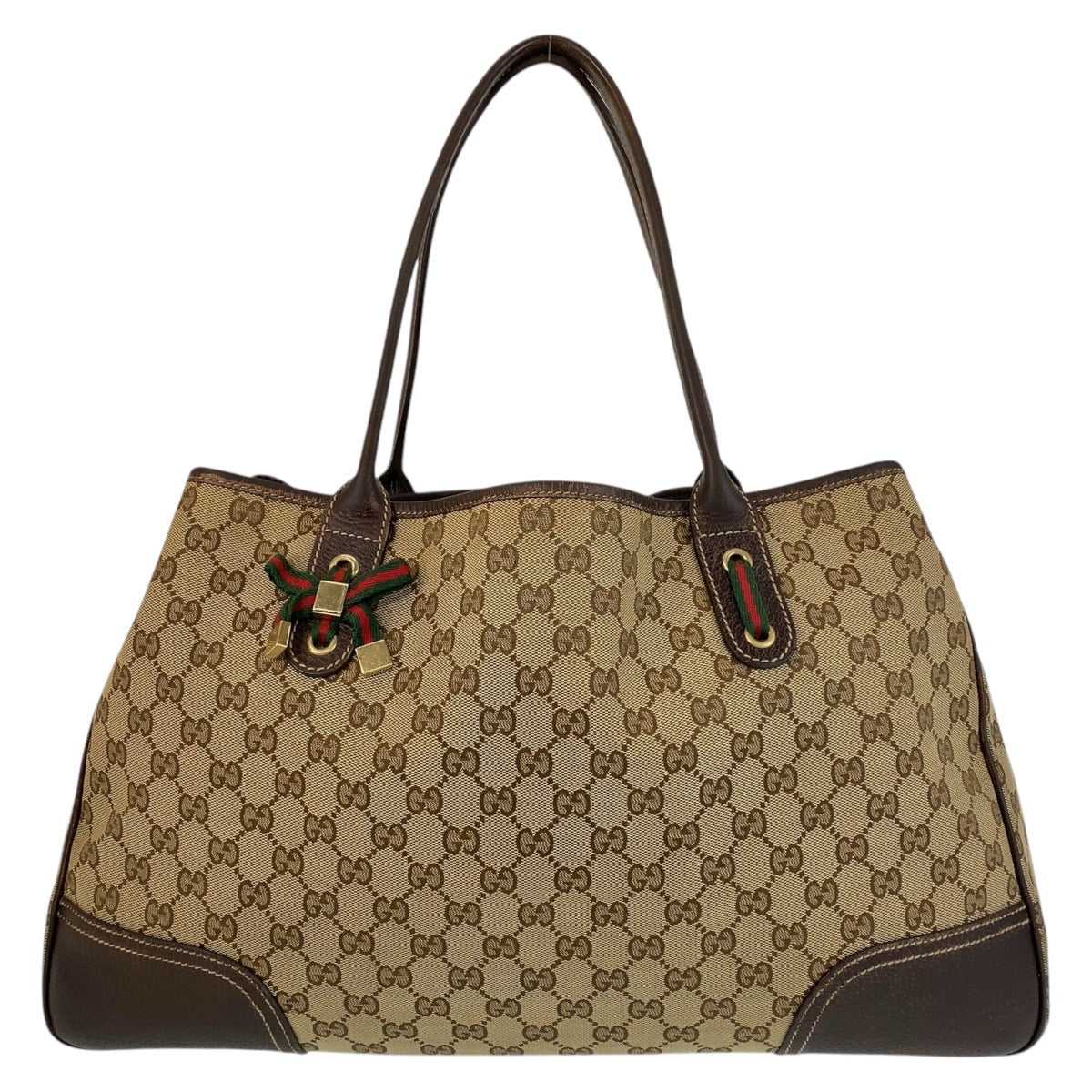 14865
GUCCI グッチ シェリーライン プリンシー ベージュ ブラウン ゴールド金具 GGキャンバス / レザー 161719 トートバッグ ショルダーバッグ  レディース
