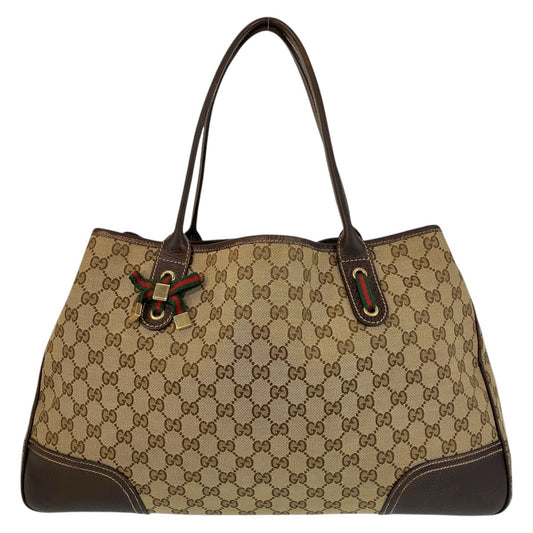 14865
GUCCI グッチ シェリーライン プリンシー ベージュ ブラウン ゴールド金具 GGキャンバス / レザー 161719 トートバッグ ショルダーバッグ  レディース