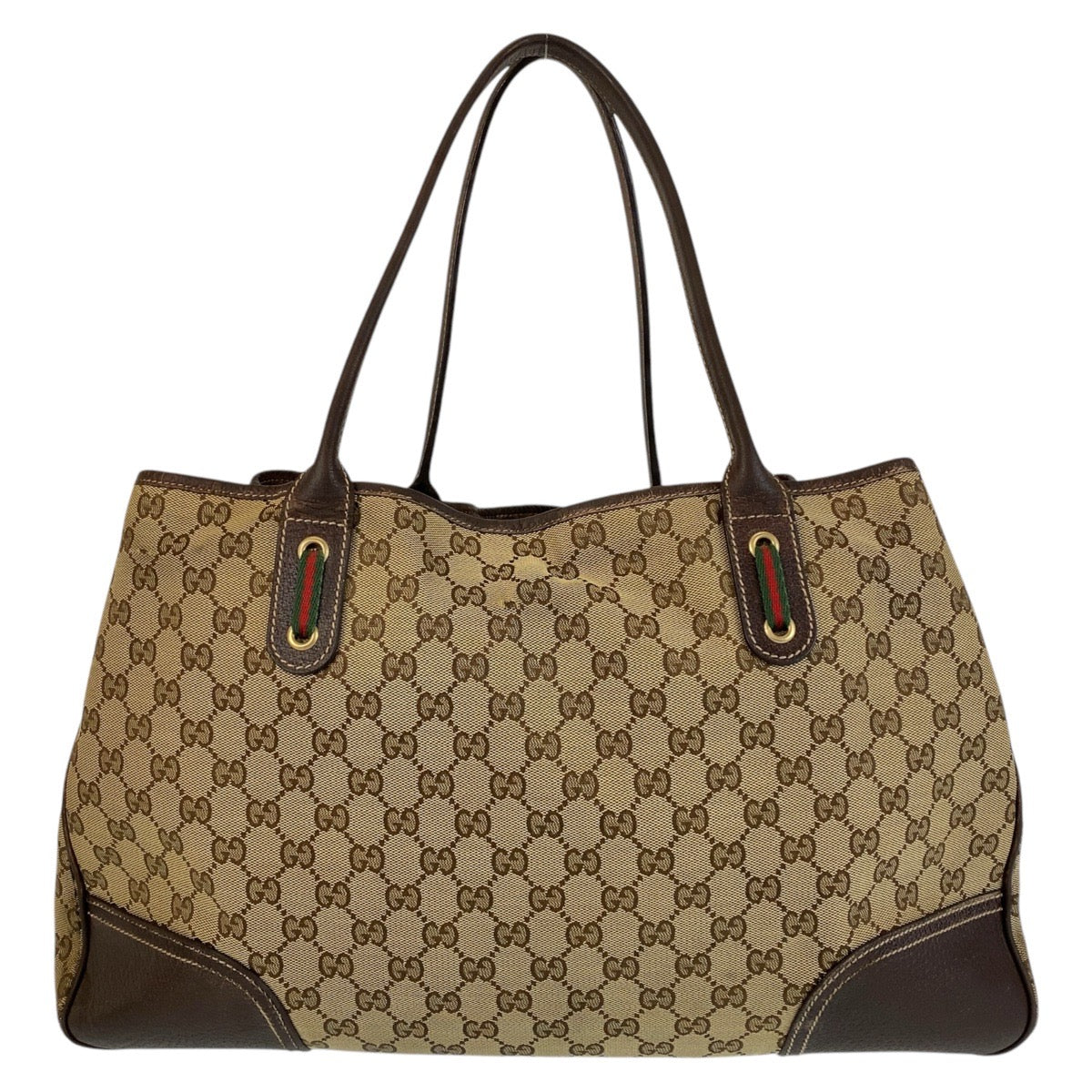 14865
GUCCI グッチ シェリーライン プリンシー ベージュ ブラウン ゴールド金具 GGキャンバス / レザー 161719 トートバッグ ショルダーバッグ  レディース