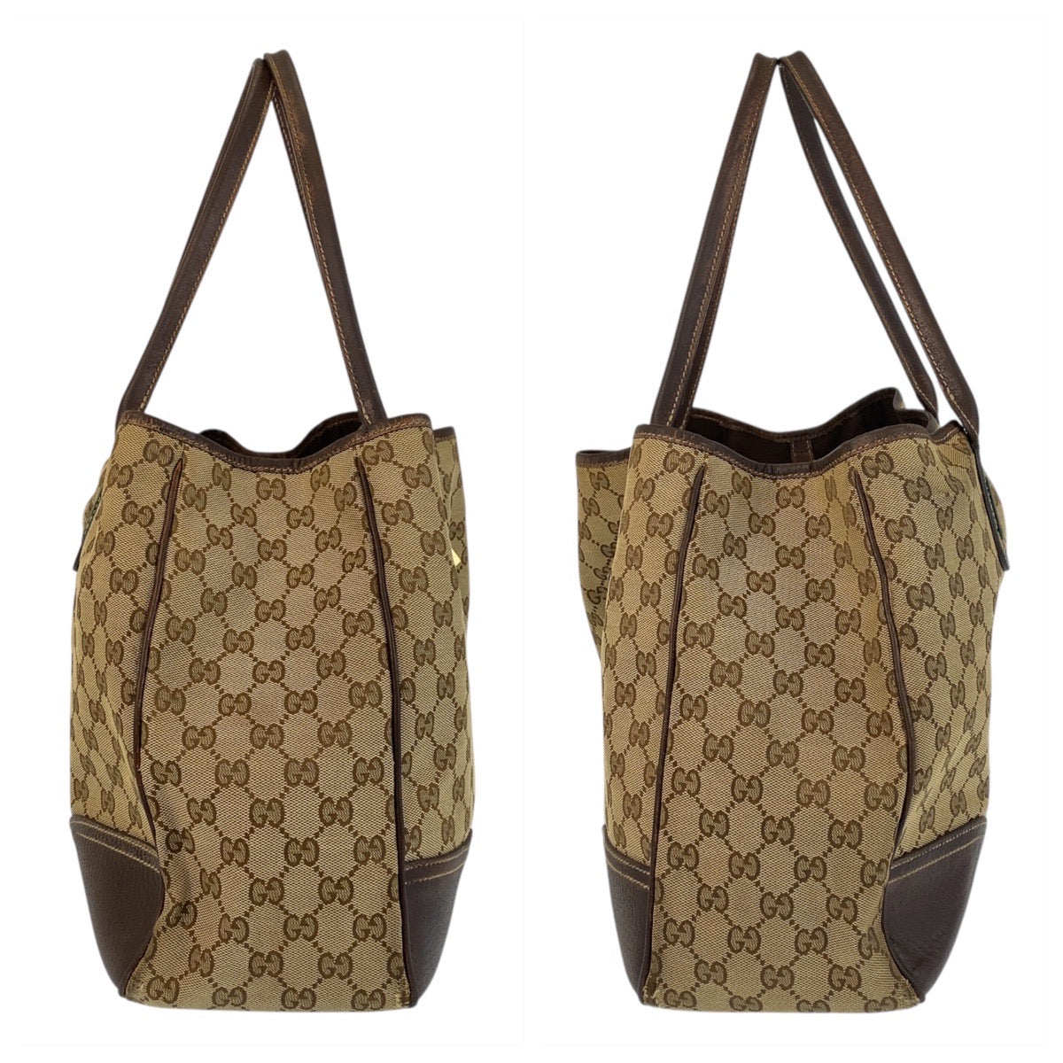 14865
GUCCI グッチ シェリーライン プリンシー ベージュ ブラウン ゴールド金具 GGキャンバス / レザー 161719 トートバッグ ショルダーバッグ  レディース