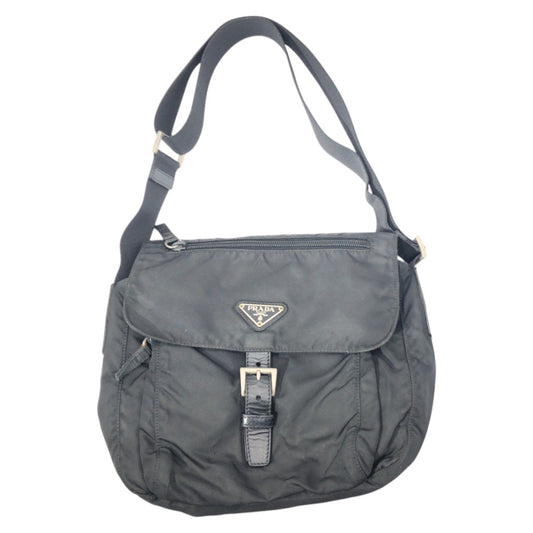 14866
PRADA プラダ テスート 三角ロゴ ブラック 黒 ナイロン ショルダーバッグ 男女兼用  レディース AB32
