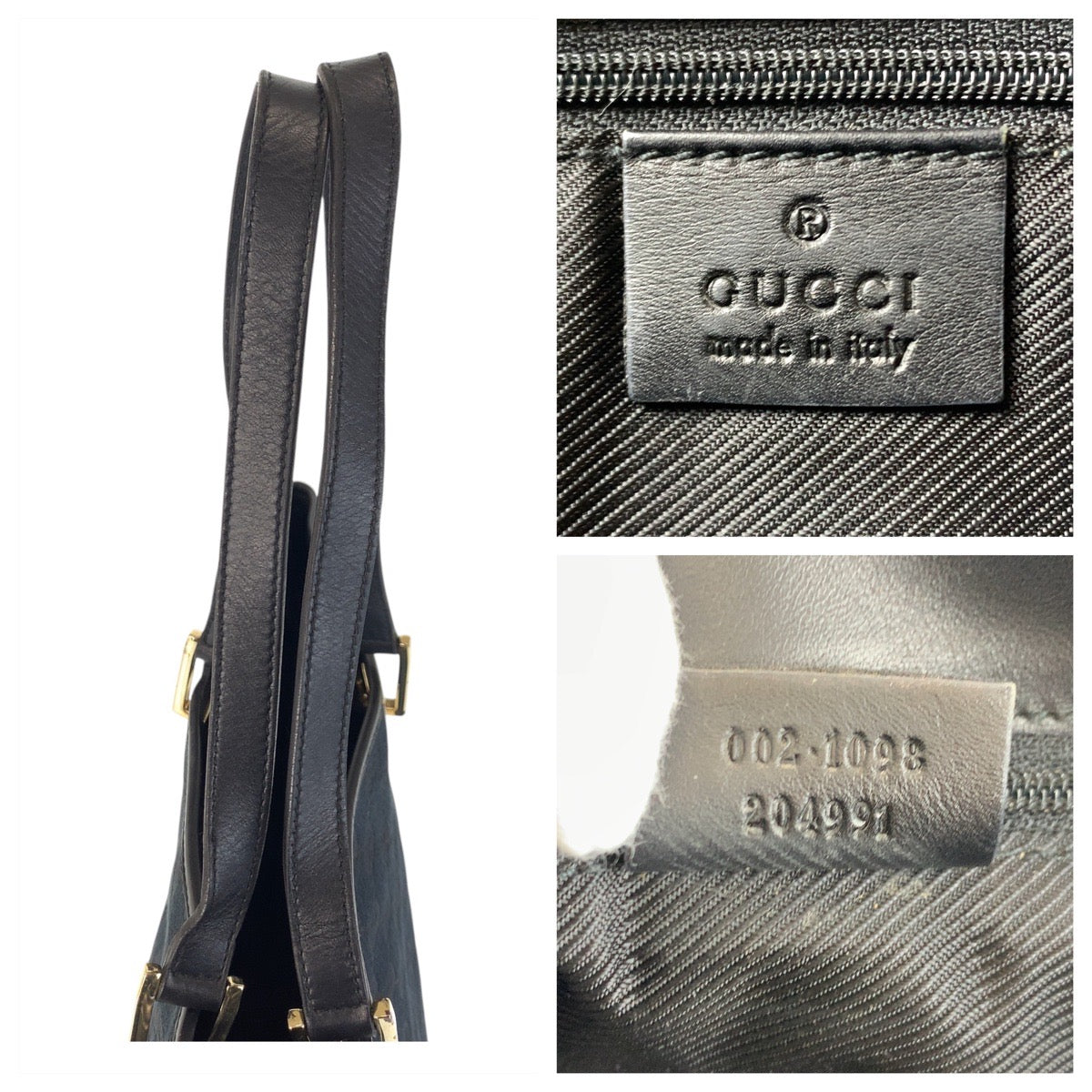 14867
GUCCI グッチ ブラック 黒 ゴールド金具 GGキャンバス / レザー 002 1098 トートバッグ ショルダーバッグ  レディース