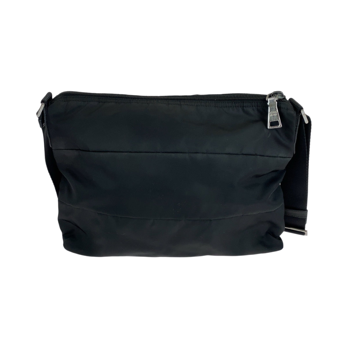 14868
PRADA プラダ テスート 三角ロゴプレート ブラック 黒 シルバー金具 BT0740 ショルダーバッグ ポシェット 男女兼用  メンズ