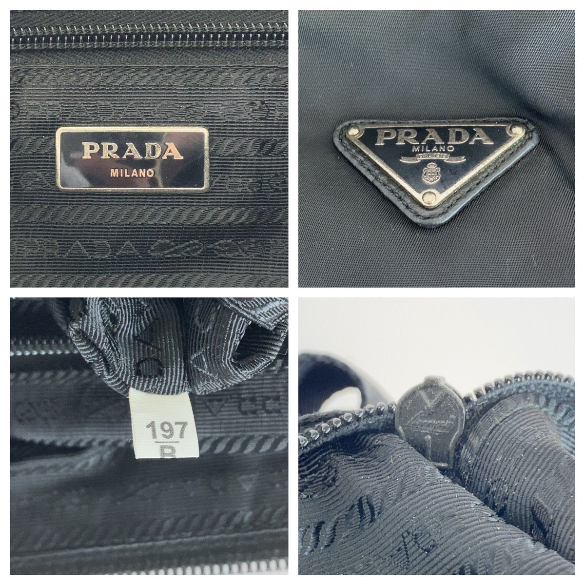14868
PRADA プラダ テスート 三角ロゴプレート ブラック 黒 シルバー金具 BT0740 ショルダーバッグ ポシェット 男女兼用  メンズ