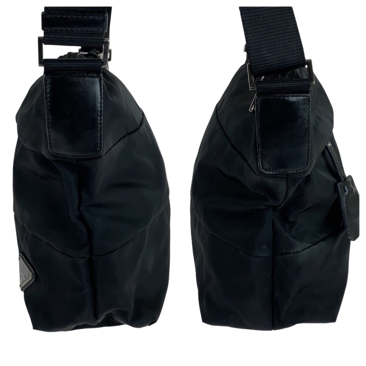 14868
PRADA プラダ テスート 三角ロゴプレート ブラック 黒 シルバー金具 BT0740 ショルダーバッグ ポシェット 男女兼用  メンズ
