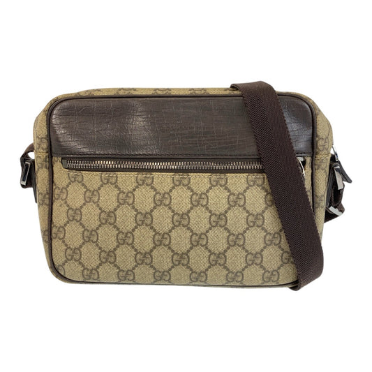 14869
GUCCI グッチ ブラウン ベージュ GGスプリームキャンバス / レザー 114291 斜め掛け ショルダーバッグ ポシェット  レディース