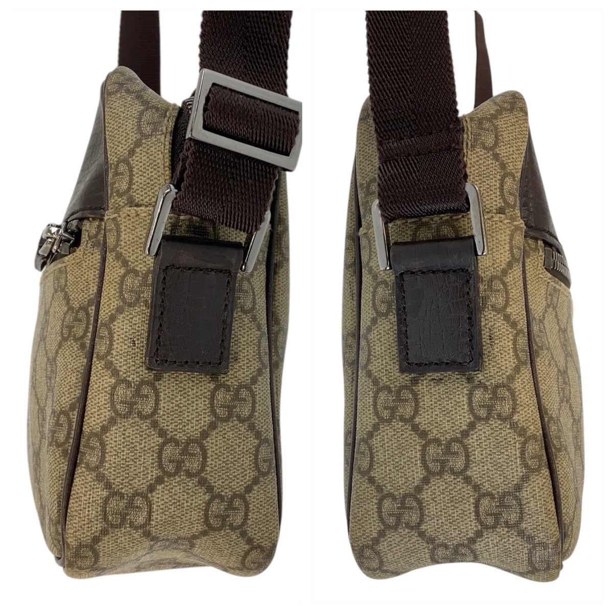 14869
GUCCI グッチ ブラウン ベージュ GGスプリームキャンバス / レザー 114291 斜め掛け ショルダーバッグ ポシェット  レディース