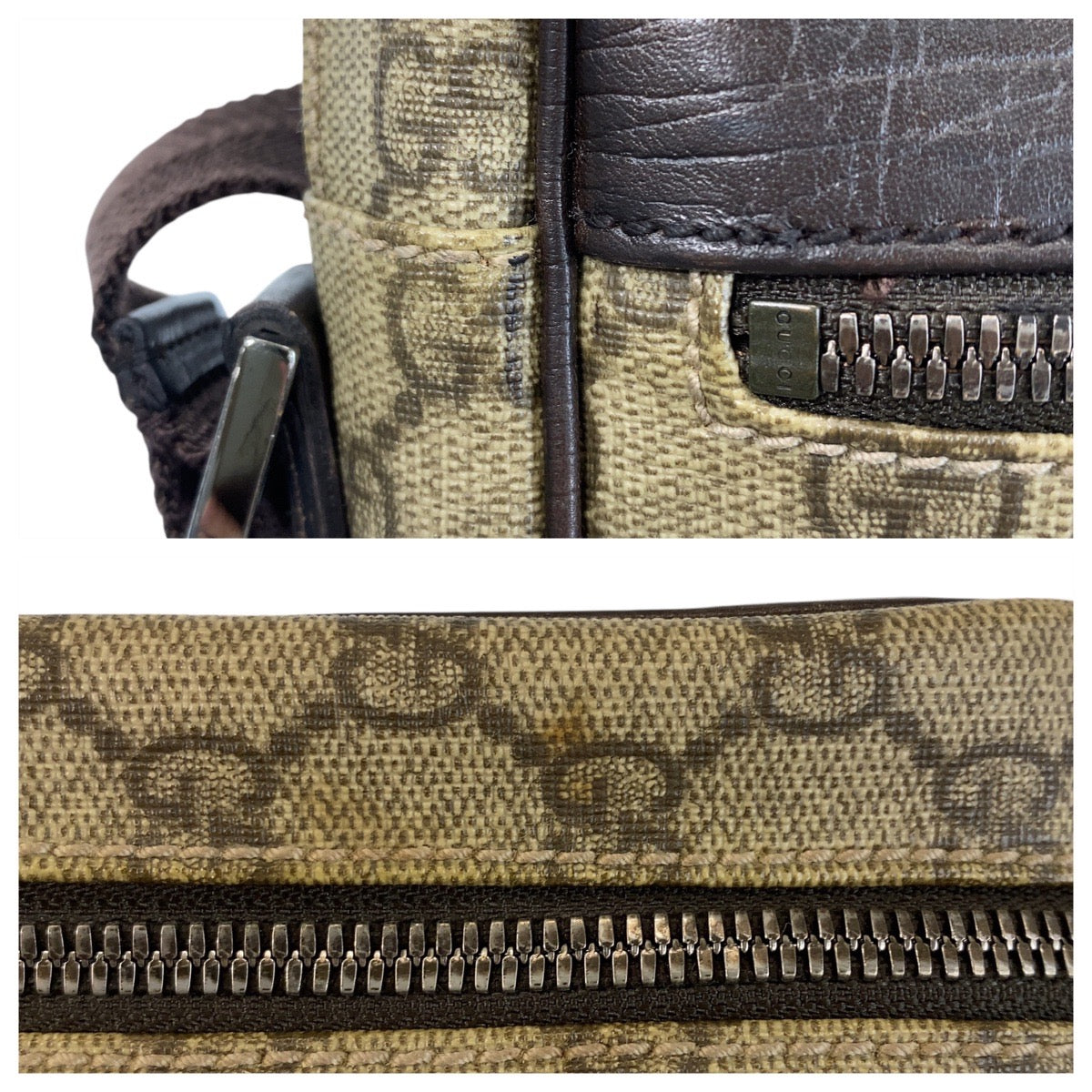 14869
GUCCI グッチ ブラウン ベージュ GGスプリームキャンバス / レザー 114291 斜め掛け ショルダーバッグ ポシェット  レディース