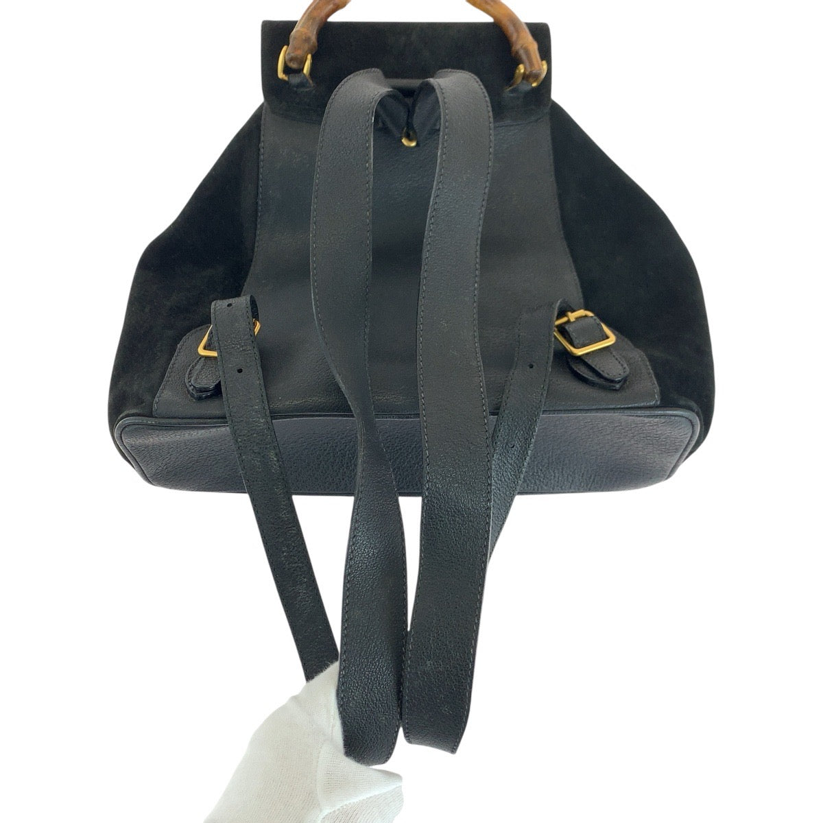 14870
GUCCI グッチ バンブー ブラック 黒 ゴールド金具 スウェード / レザー 003 2058 0016 リュック・デイパック バックパック  レディース ABP19
