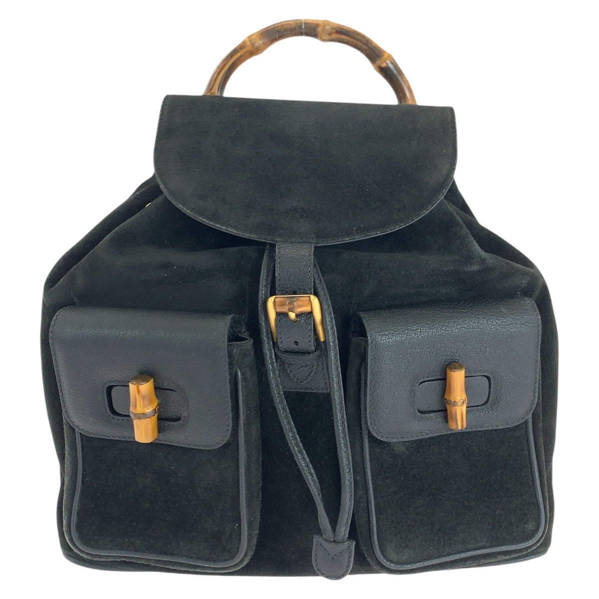 14870
GUCCI グッチ バンブー ブラック 黒 ゴールド金具 スウェード / レザー 003 2058 0016 リュック・デイパック バックパック  レディース ABP19